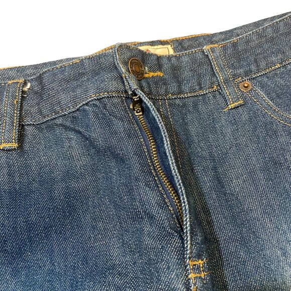 Route 66 Denim Skirt 5 Pocket Zip Fly Size 10 Distressed Raw Frey Hem Retro Y2K - Picture 7 of 11